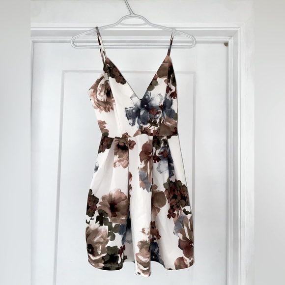 Flower patterned zip up mini dress - Picture 1 of 2